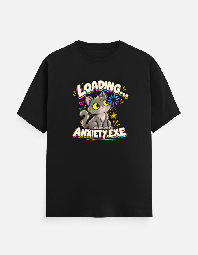Anxiety.exe cat tee, black, front