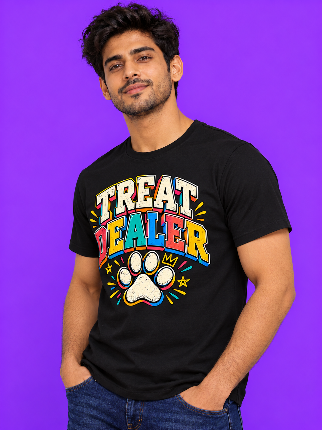 Treat Dealer tee, angled view